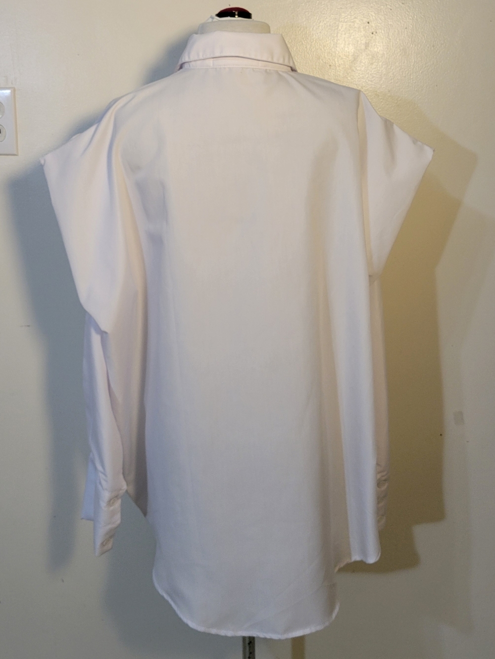Gold X Teal (Womens L) High Pointed Shoulder Over-sized White Button-Down Shirt - Picture 5 of 10